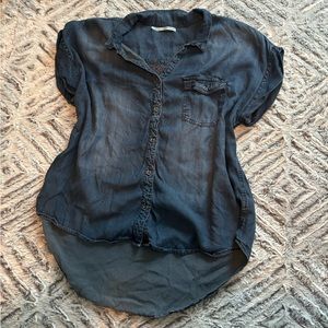 Maurice’s chambray button down top lace back women XL light soft airy flowy